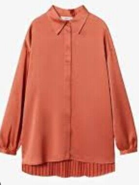 Mng Mango Long-Sleeve Oversized Button Front Blouse